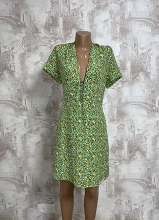 Зелёное мини платье ,цветочный прин,большой размер ,батал(08)2 фото