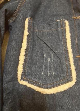 Новая фирменная тёплая джинсовая куртка размер xs-s3 фото