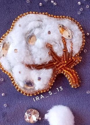 Брошка "бавовна", хлопок, квітка, цветок, хендмейд