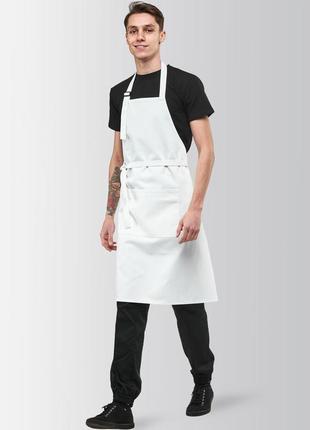 Фартух кухаря, бармена, latte подовжений білий