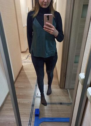 Майка шкіряна, смарагдова, zara