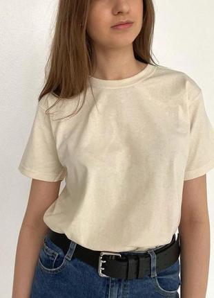 Тілесна унісекс футболка oversize 100% хлопок🥛бежева