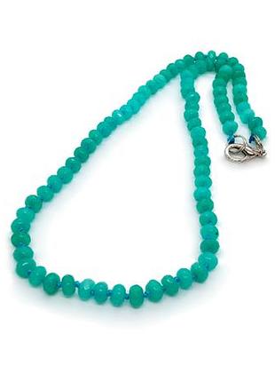 💙🌊 яркие колье-бусы натуральный камень тонированный кварц бирюзовый граненный рондель