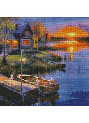 Алмазна картина «будиночок біля ріки», розміром 40х50 см