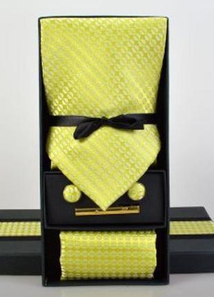 Набор галстук, запонки, зажим, нагрудный платок (паше)1 фото