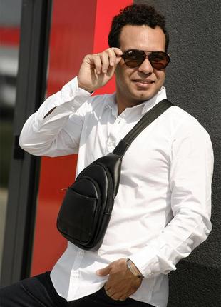 Мужская брендовая черная, вместительная барсетка, сумка через плечо1 фото