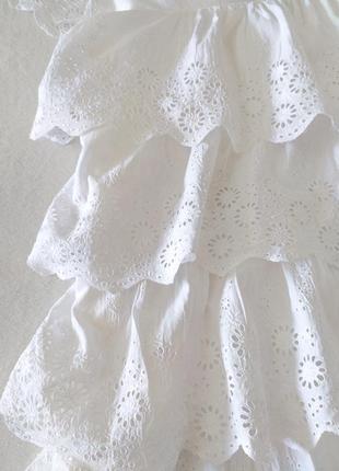 Ярусное белое платье из прошвы бренда swildens франция3 фото
