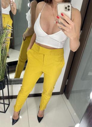 👖симпатичные горчичные штаны/горчичные брюки/новые штаны классика👖