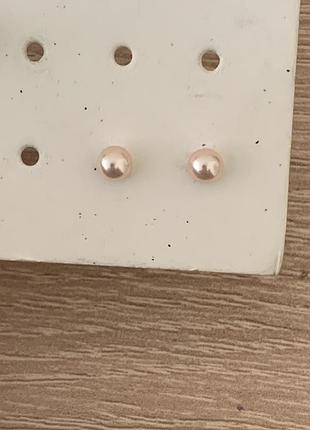 Серьги с бусинами розового жемчуга