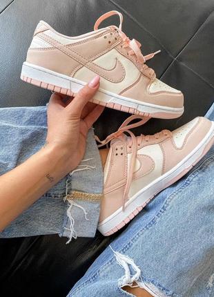 Женские кроссовки dunk low retro white pink  демисезонные