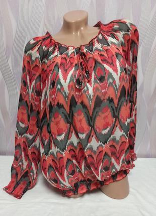 Шифонова блуза на підкладці , зав'язки, резиночки р. 44/2xl - дефект , від livre