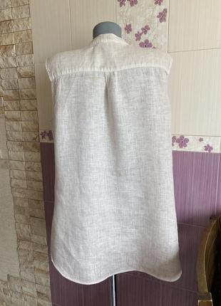 Летняя льняная новая блуза воротник стоечка майка англия6 фото