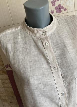 Летняя льняная новая блуза воротник стоечка майка англия3 фото