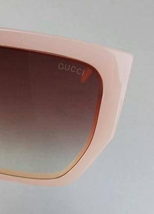 Gucci очки женские солнцезащитные розово пудровые с цветами градиент9 фото