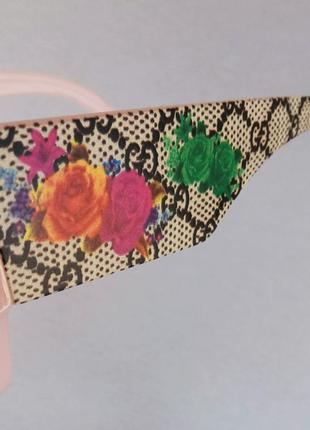 Gucci очки женские солнцезащитные розово пудровые с цветами градиент10 фото