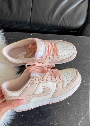 Dunk low retro white pink кроссовки кросівки 36,37,38,39,40 кожаные2 фото