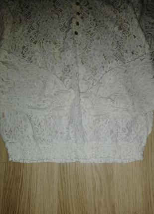 Нарядная блузка гипюровая белая для девочки, р. 158-1643 фото