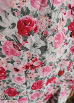 Винтажное платье миди расклешенное в принт цветы розы ретро eastex6 фото