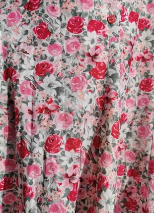 Винтажное платье миди расклешенное в принт цветы розы ретро eastex4 фото
