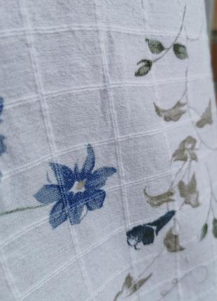 Рубашка лен коттон вискоза в принт цветы ewm тениска блуза с коротким рукавом4 фото