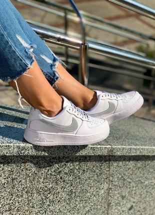 Nike air force 1 reflective женские рефлективные кроссовки найк белые8 фото