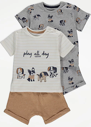 Футболка и шорты george "dog" 9-12 мес, 74-80 см