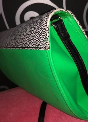 Зелёная ,чёрная женская сумка клатч с длинной ручкой оригинал h&m4 фото
