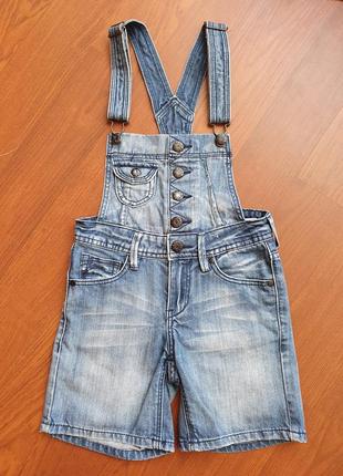 6-7-8 років(122-128 см)джинсовий комбінезон-ромпер для дівчинки2 фото