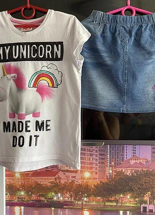 Красивый летний набор юбка и футболка 9/10 лет