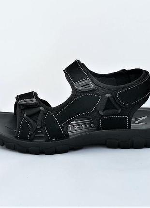 Мужские сандалии черные босоножки на липучке4 фото