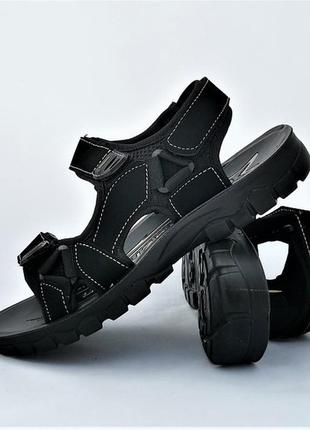 Мужские сандалии черные босоножки на липучке3 фото