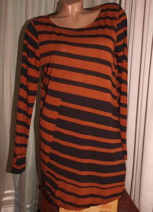 Мягкий свитер-туника (m замеры) полосатый, к телу приятный, отлично смотрится