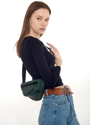 Трендовая вместительная, женская зеленая сумка на пояс, бананка5 фото