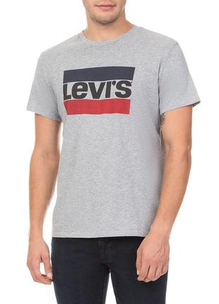 Чоловіча сіра футболка з принтом levis, розмір s