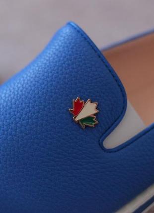 Женские туфли балетки ярко синие на низком ходу италия5 фото