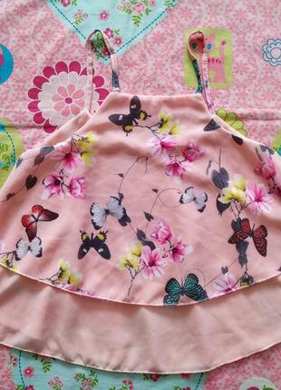 Нарядная блуза,топ в бабочки для девочки 7-8 лет3 фото