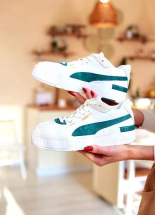 Puma cali sport heritage white/teal білі/бірюзові кросівки пума1 фото