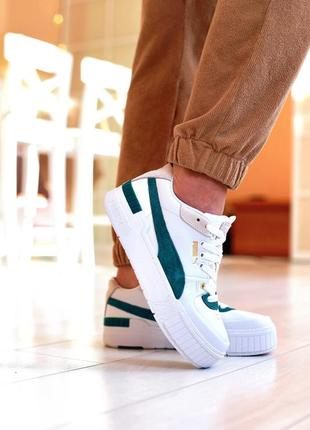 Puma cali sport heritage white/teal білі/бірюзові кросівки пума7 фото