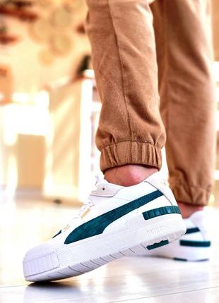 Puma cali sport heritage white/teal білі/бірюзові кросівки пума9 фото