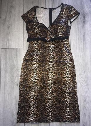 Атласное платье леопардового рисунка1 фото