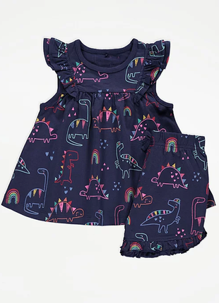 Комплект футболка-туніка і шорти george "dinosaur" 1-1,5 і 1,5-2 роки