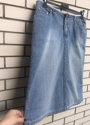 Джинсовая юбка с заклёпками винтаж6 фото