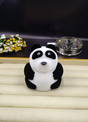 Ювелирная подарочная упаковка футляр коробочка для кольца сережек панда бархатная3 фото