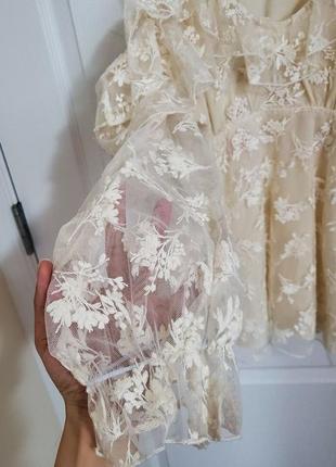 Zara невероятная вышитая блуза с открытыми плечами4 фото