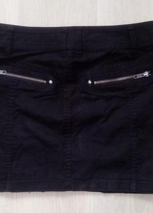 Джинсовая мини юбка (xs замеры) на молнии с кармашками2 фото