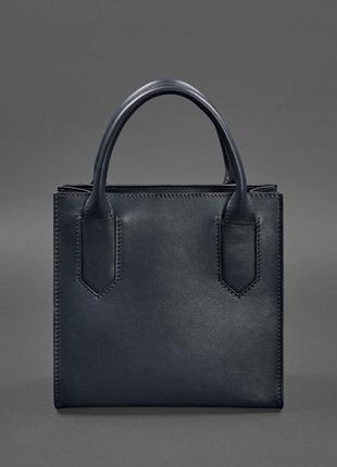 Кожаная женская сумка-кроссбоди темно-синяя8 фото