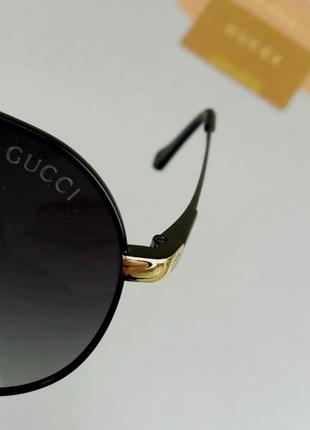 Очки gucci капли мужские солнцезащитные черные с золотыми вставками поляризованы9 фото