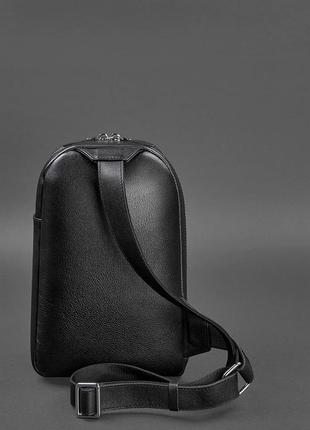 Кожаный мужской рюкзак на одно плечо chest bag черный7 фото