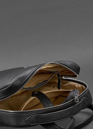 Шкіряний жіночий міський рюкзак на блискавці чорний флотар3 фото