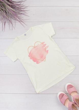 Стильная желтая футболка с рисунком принтом сердцем модная2 фото